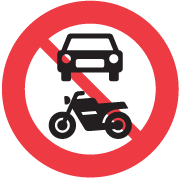 Motorkøretøj, stor knallert, traktor og motorredskab forbudt